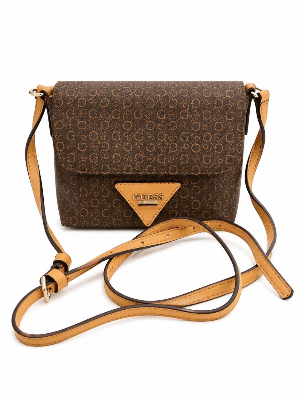 GUESS Brown Logo Mini Crossbody Bag